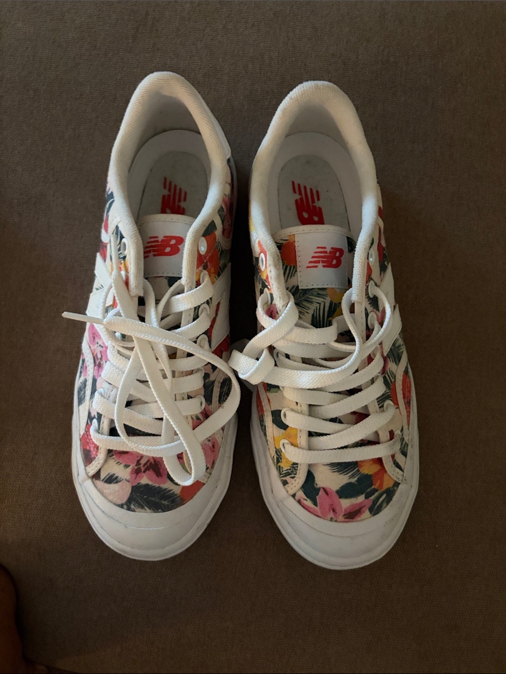 New Balance Women's Floral Canvas Sneakers in White, Pink, Yellow, Green